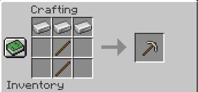 crafting iron pickaxe